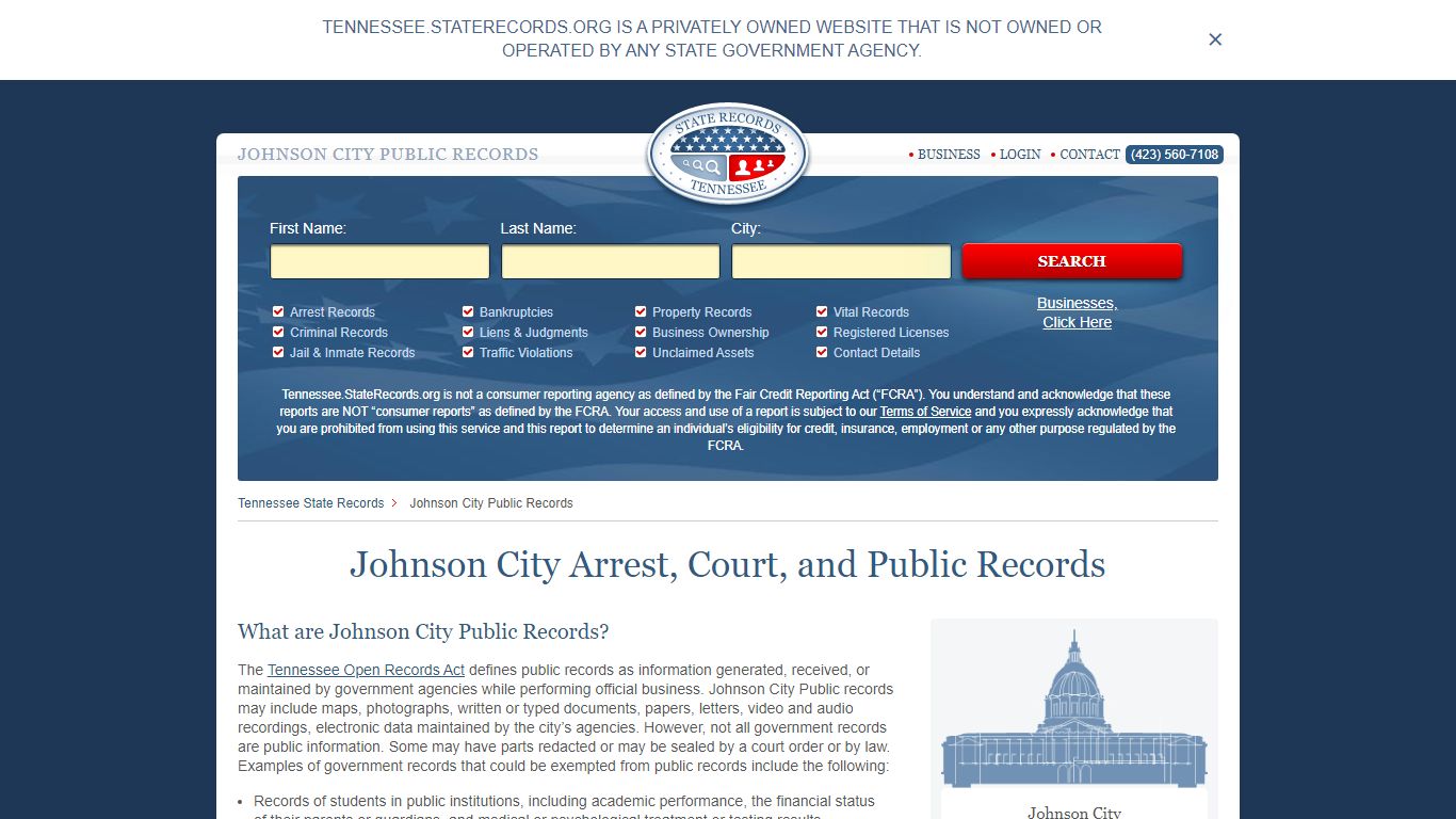 Johnson City Arrest, Court, and Public Records