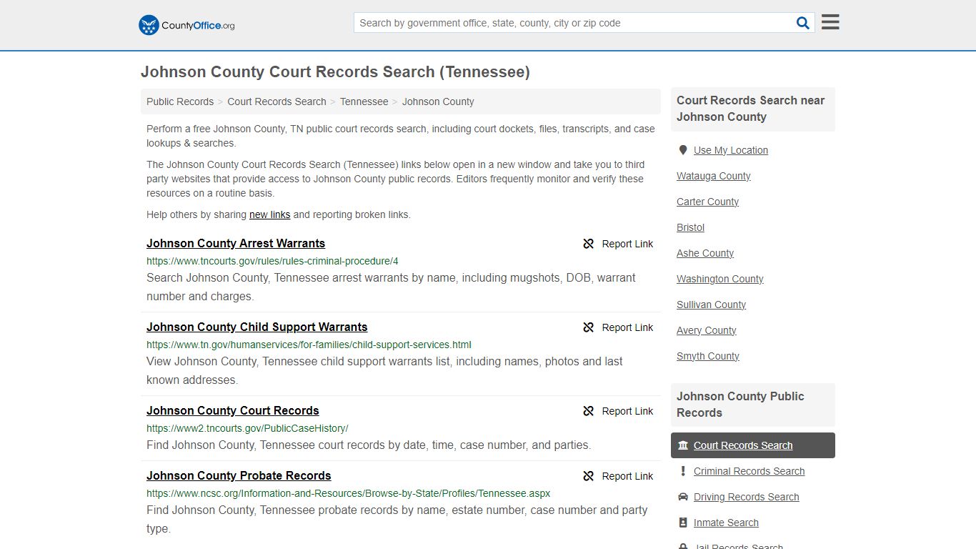 Johnson County Court Records Search (Tennessee) - County Office